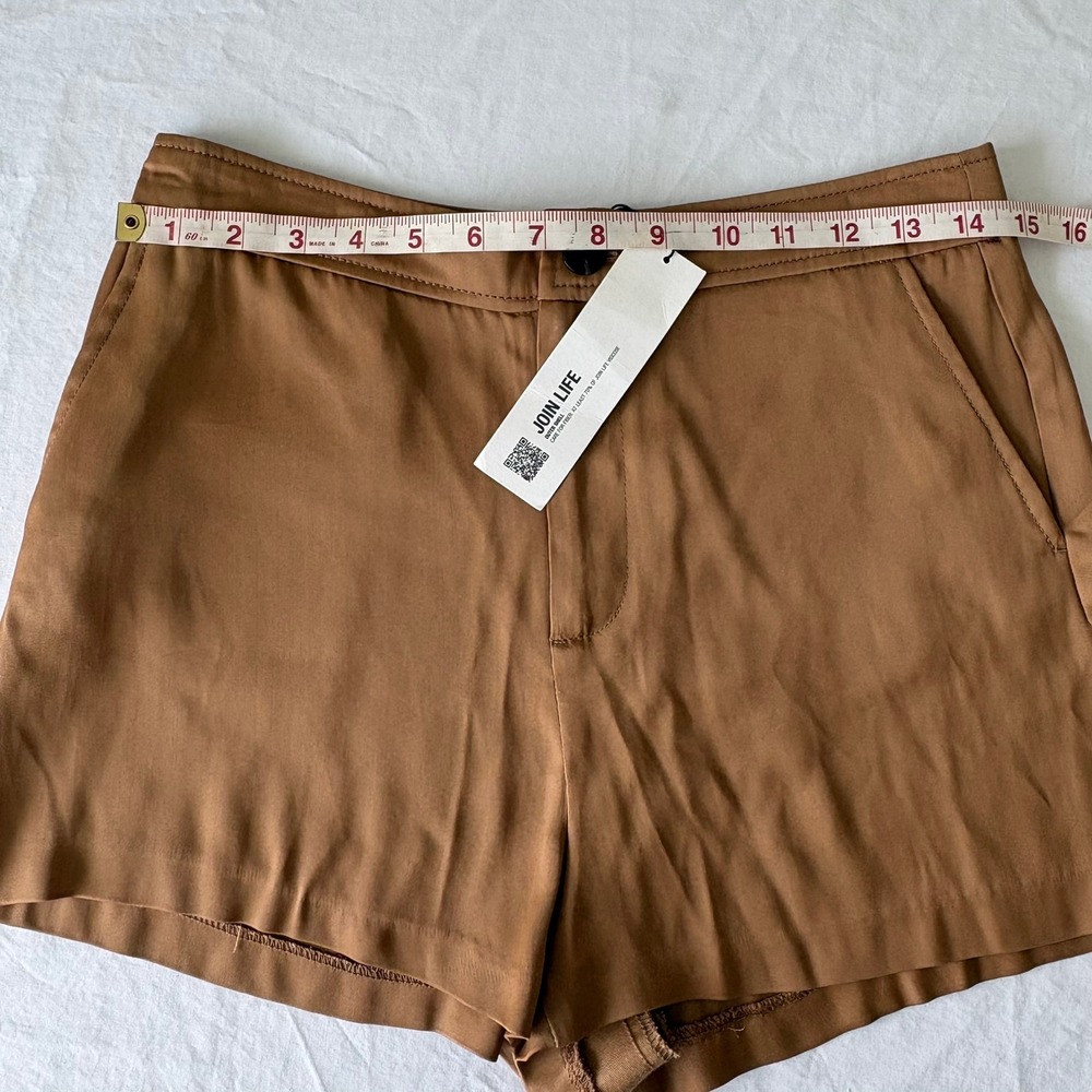 NWT Zara Camel Brown High Waisted Tailored Shorts 100% Viscose Dressy 8757/607 S - Picture 5 of 13